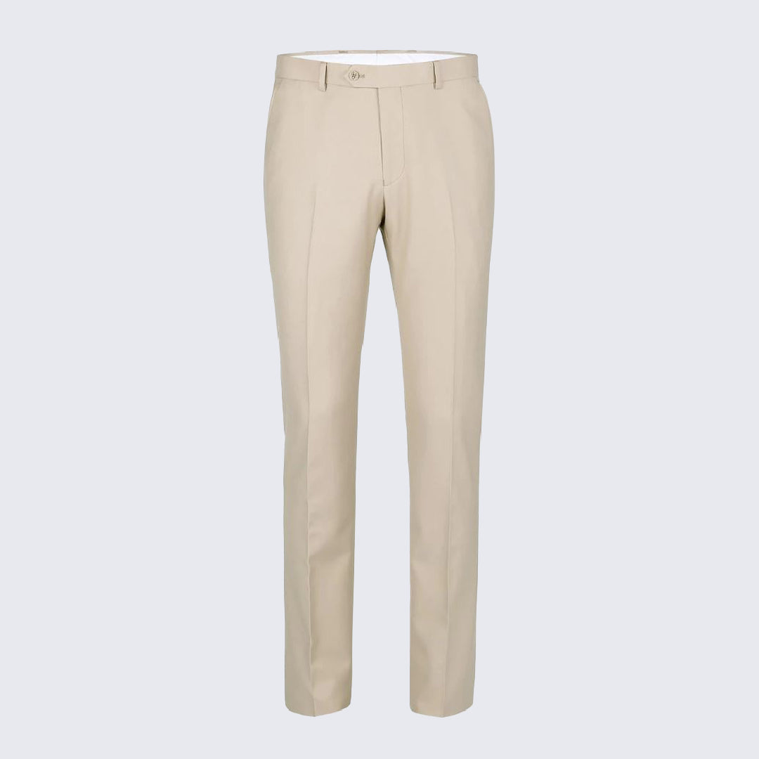 Men's Beige Slim Fit Pants  - Unhemmed