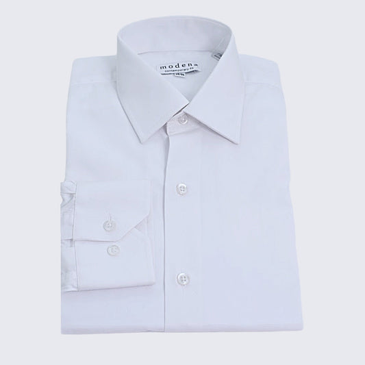 Men's White Contemporary Fit Dress Shirt