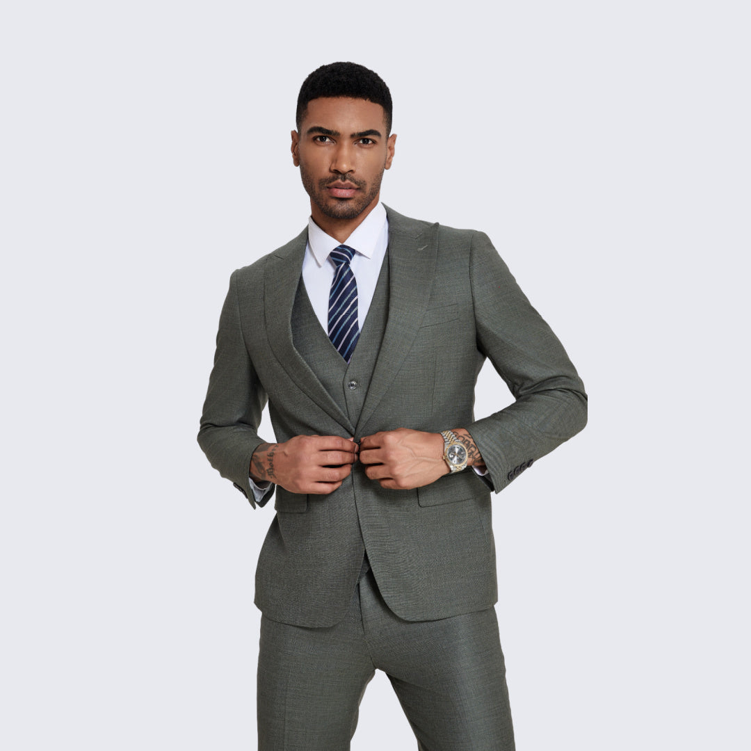 Men's Sage Suit Three Piece Set- Wedding - Prom