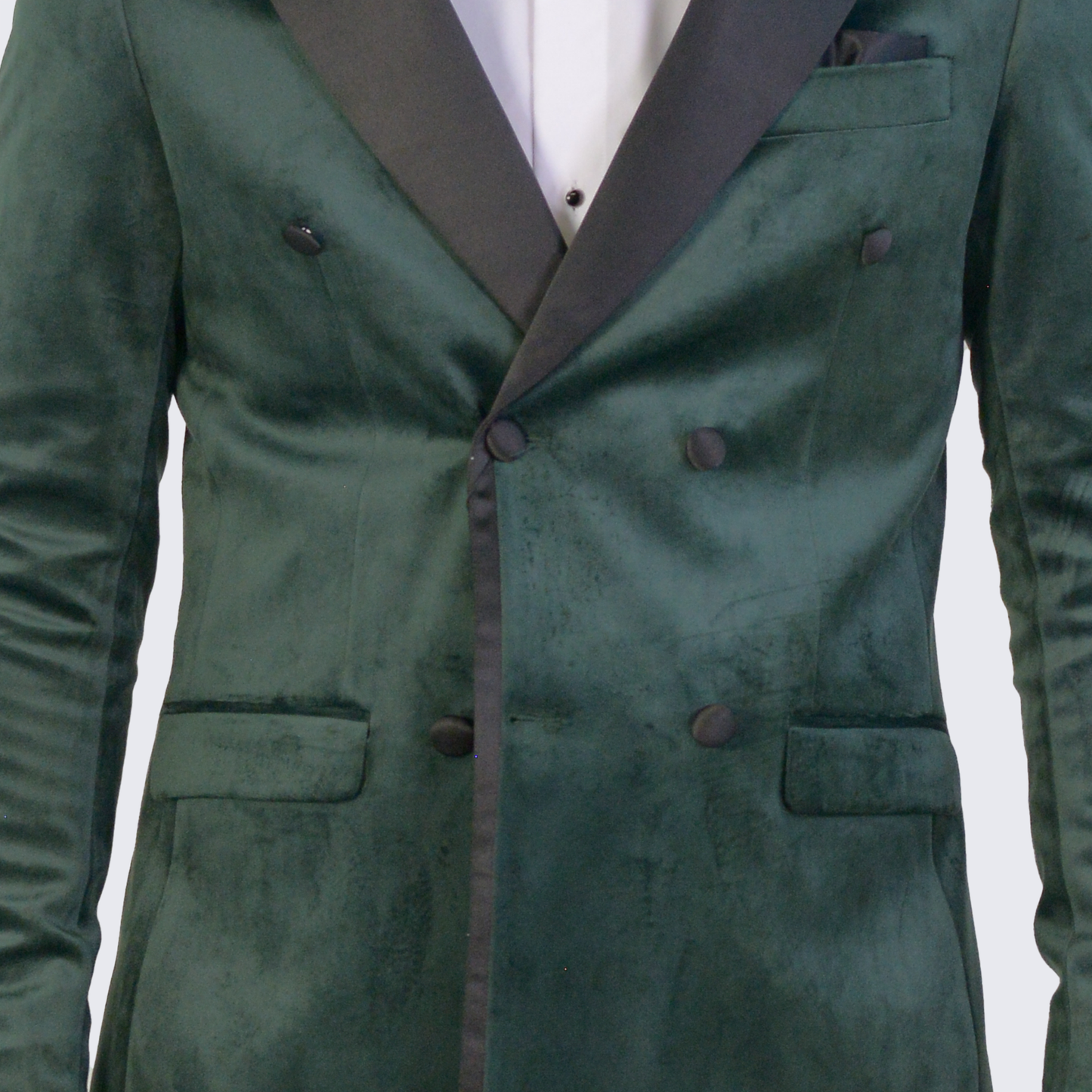 Green Velvet Tuxedo Jacket Double Breasted- Wedding - Prom