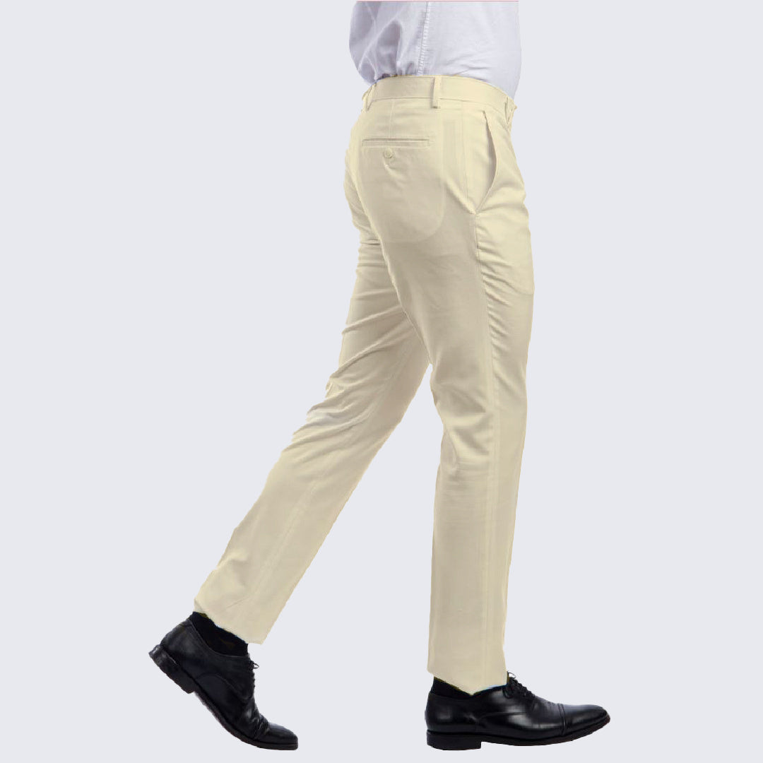 Mens Ivory Dress Pants Skinny Fit