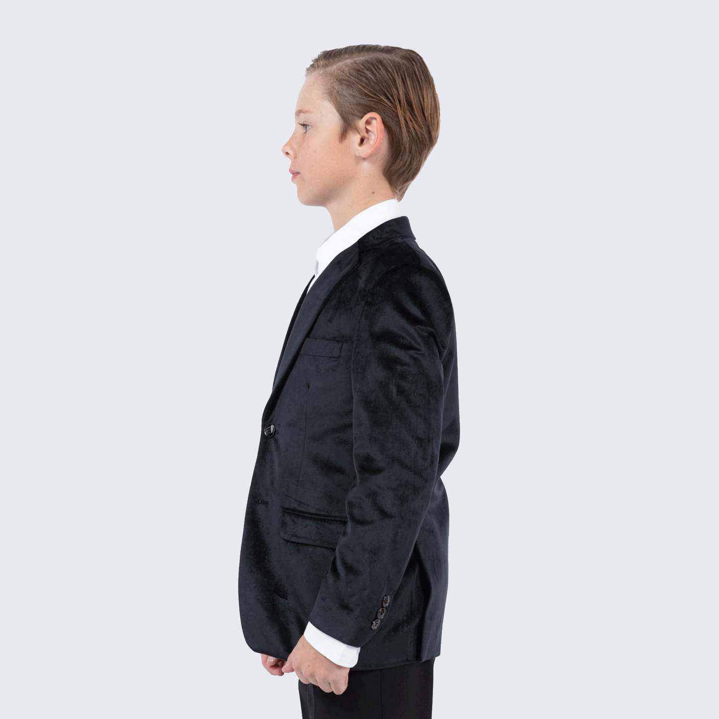 Boy's Black Velvet Tuxedo Jacket for Kids Teen Children - Wedding