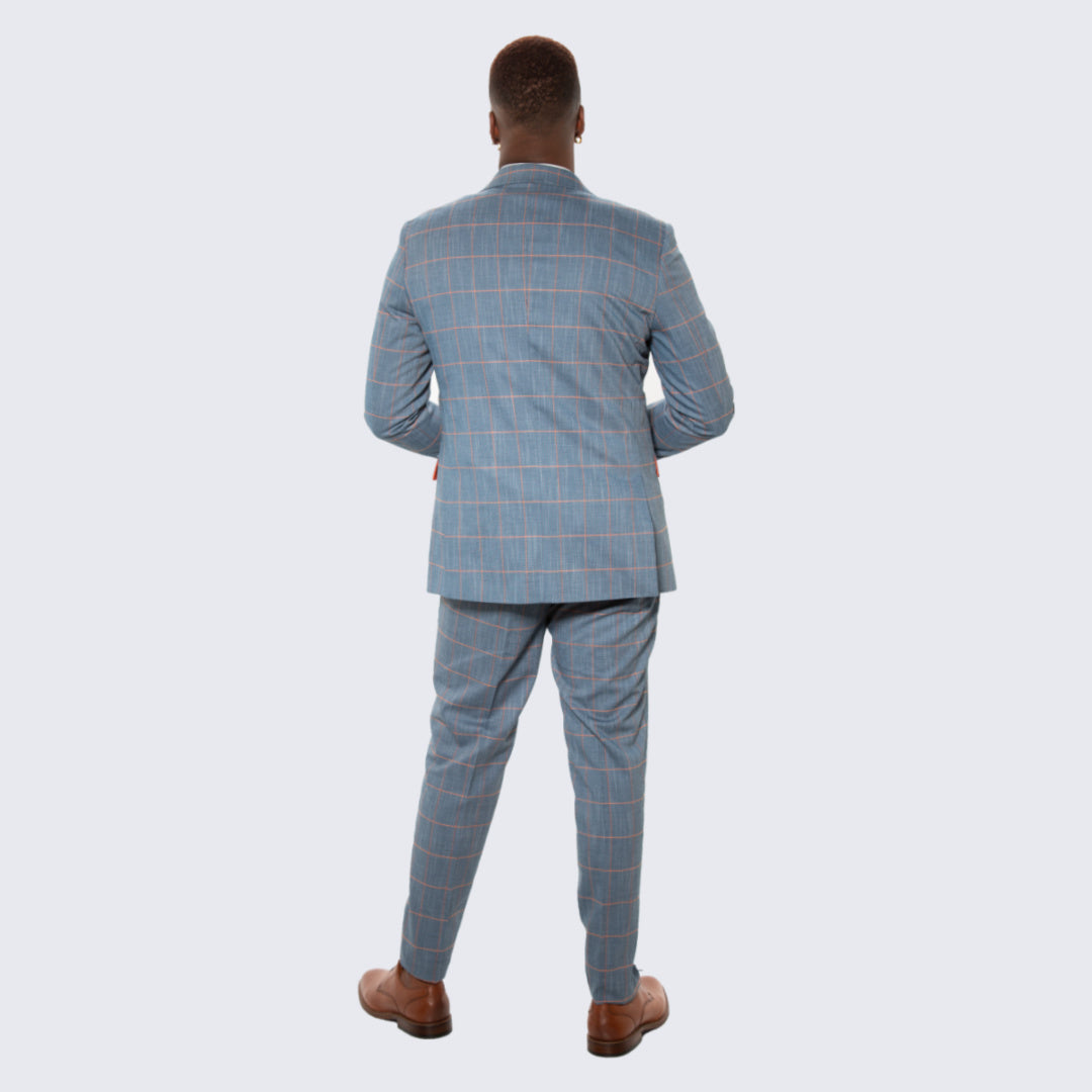 Dark Teal Windowpane Suit with Peak Lapel – Wedding & Prom