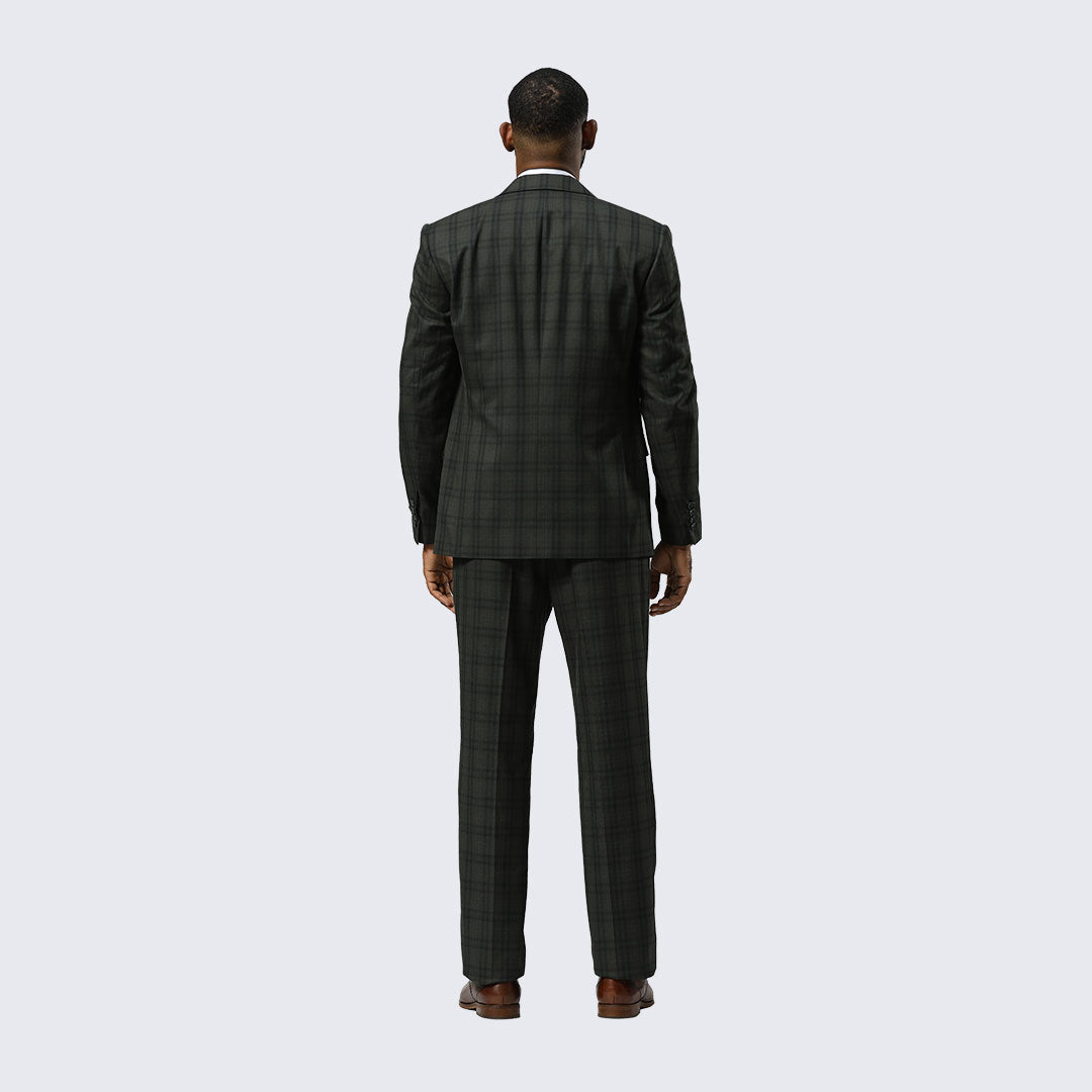 Green Watch Plaid Three-Piece Suit with Notch Lapel – Wedding & Prom