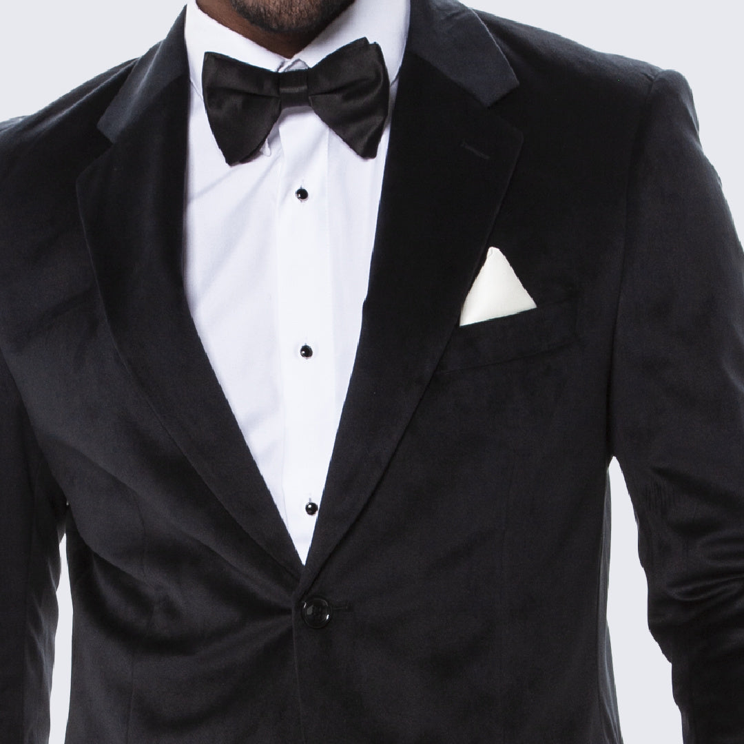 Black Velvet Tuxedo Jacket with Notch Lapel – Wedding & Prom