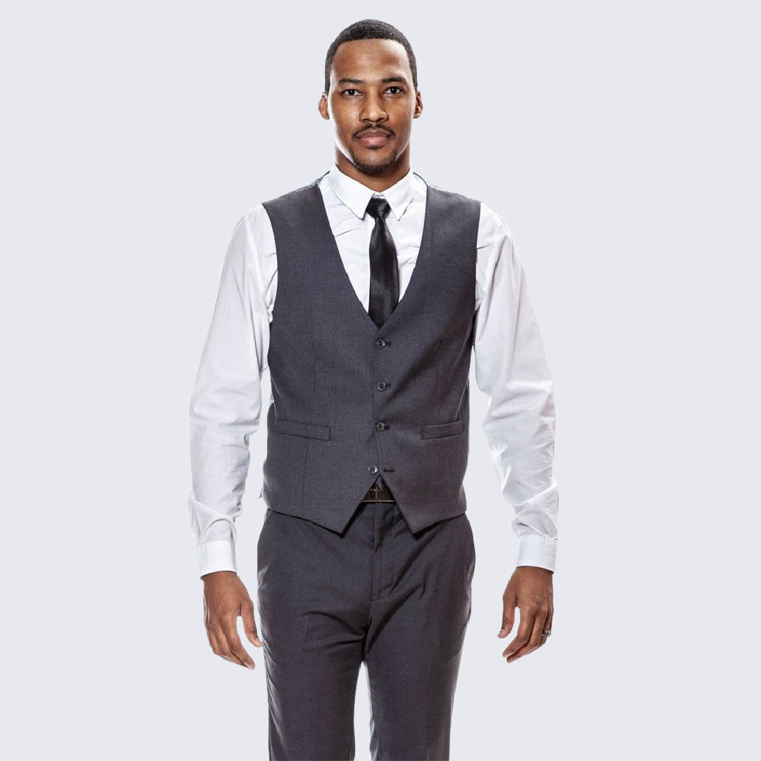[DISCOUNTED] Charcoal Skinny Fit Suit Three Piece Set - Limited Sizes
