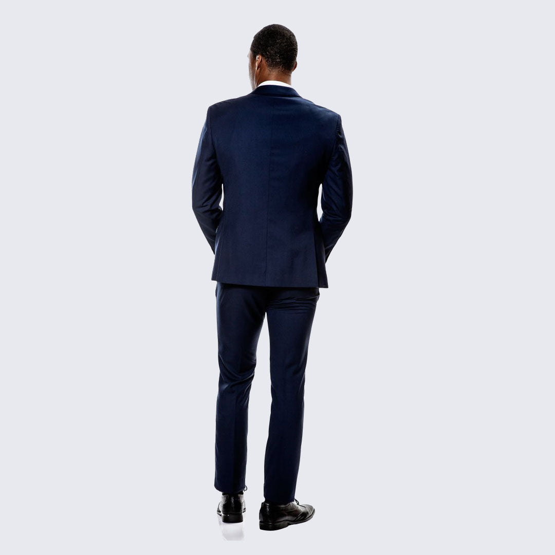 [DISCOUNTED] Navy Blue Skinny Fit Suit Three Piece Set - Limited Sizes