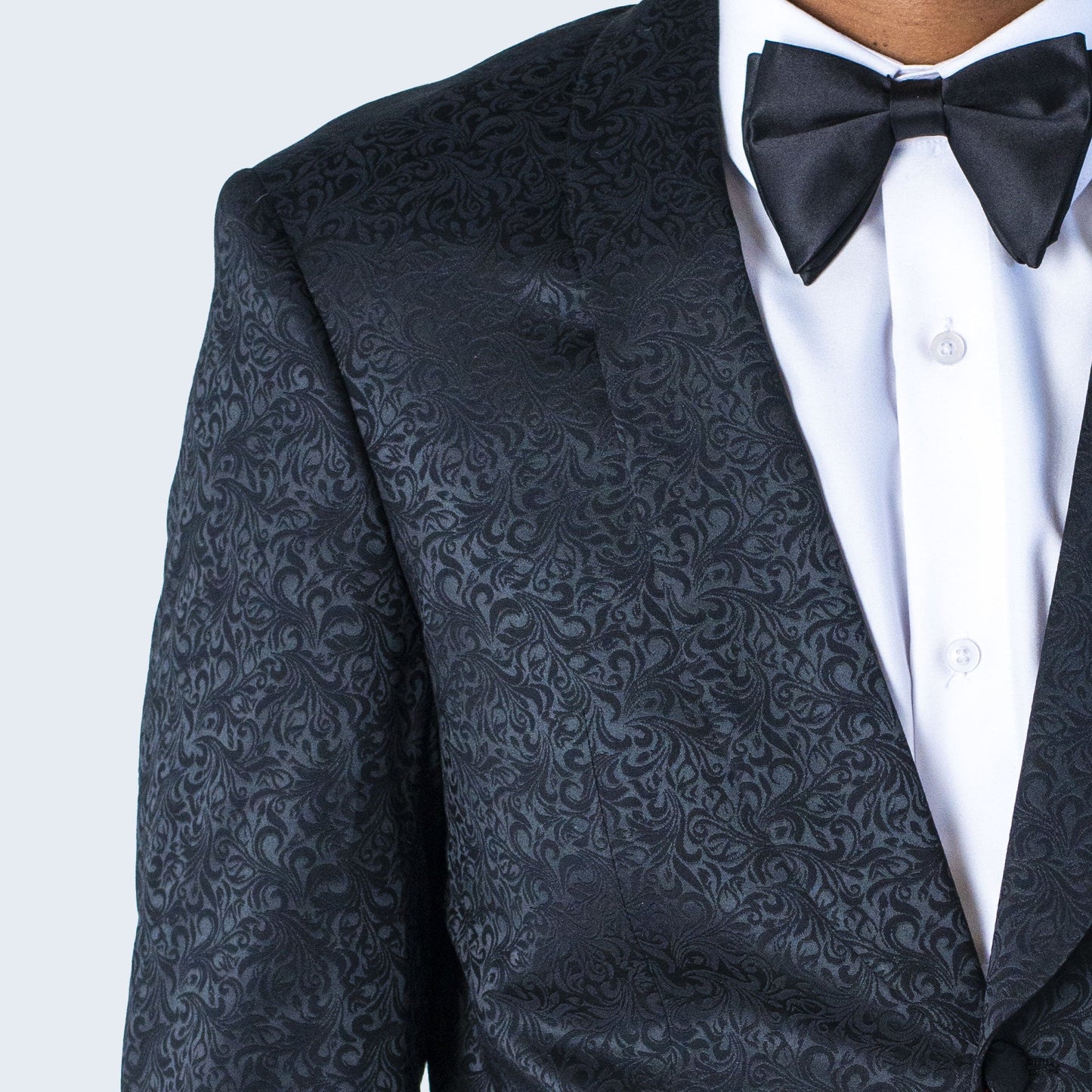 Men's Black Paisley Jacket with Shawl Lapel Slim Fit - Wedding - Prom