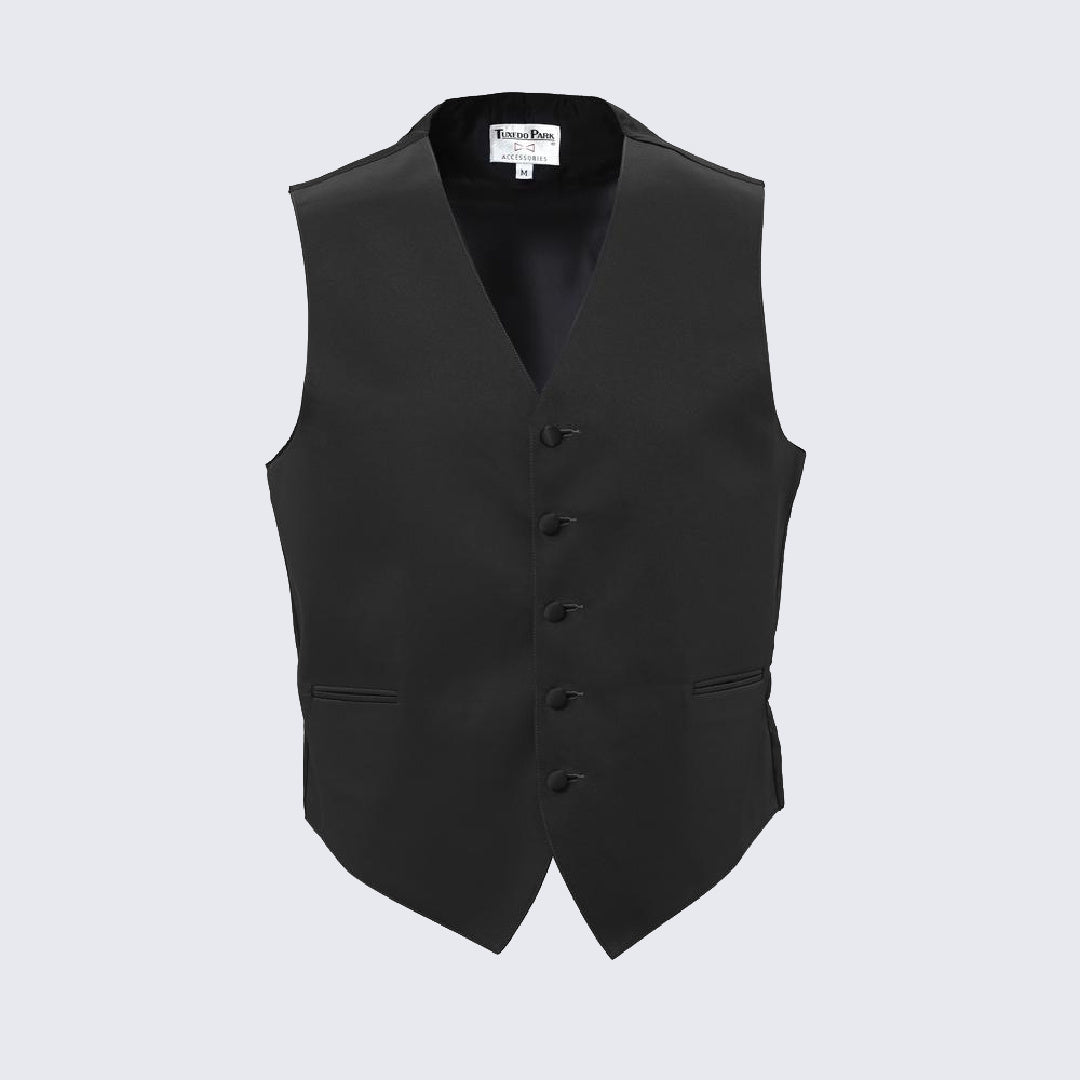 Slim Fit Tuxedo Package - Black Tuxedo Peak Lapel Set with Shirt, Vest, and Cufflink Set- Wedding - Prom