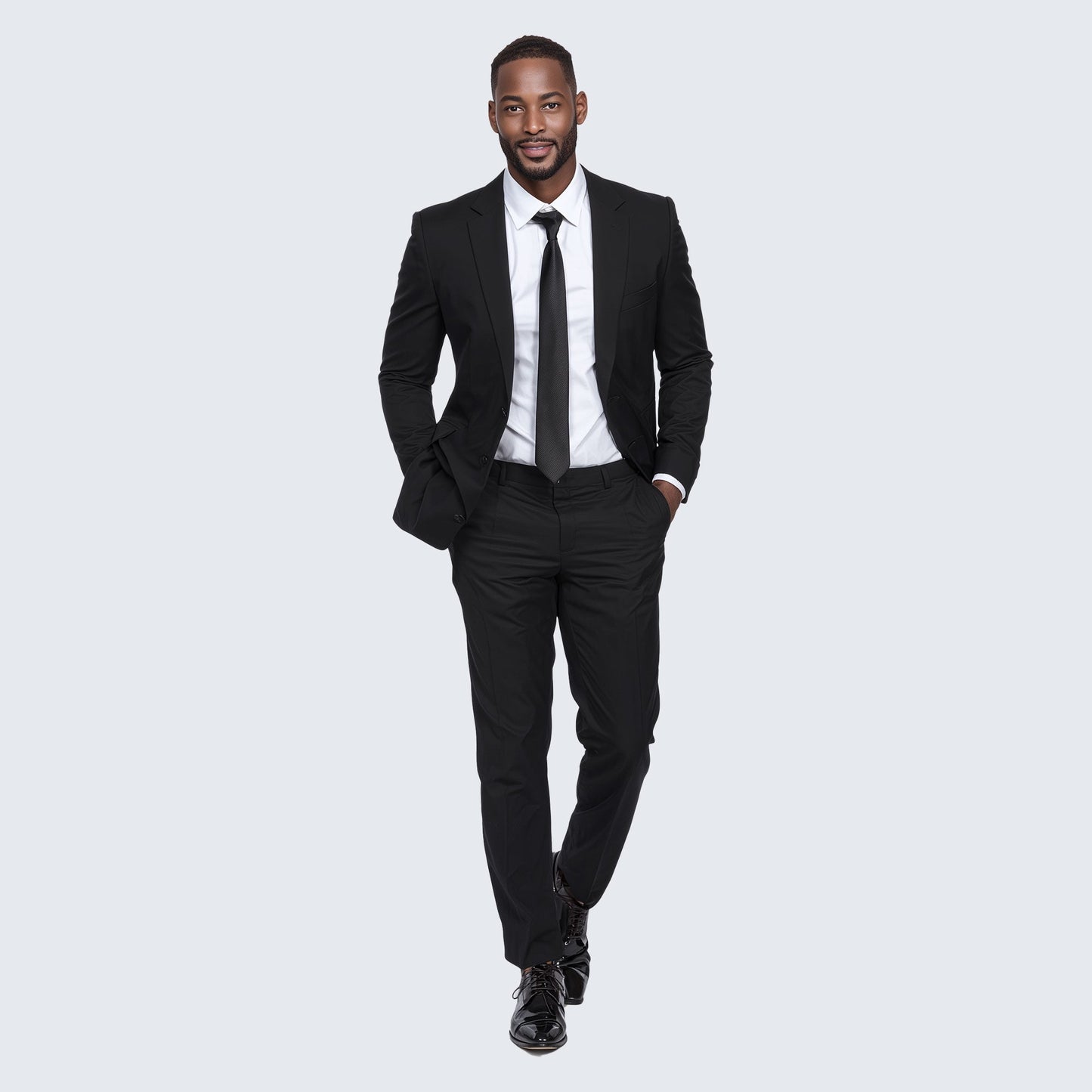 Black Suit Package – Slim or Classic Fit (Suit, Shirt & Tie)