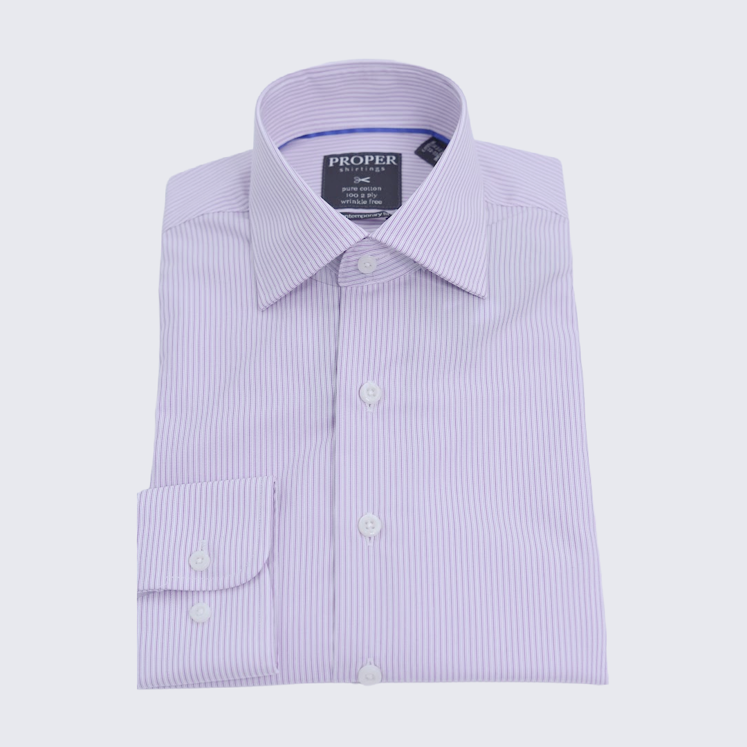 Men's Lavender Striped Contemporary Dress Shirt