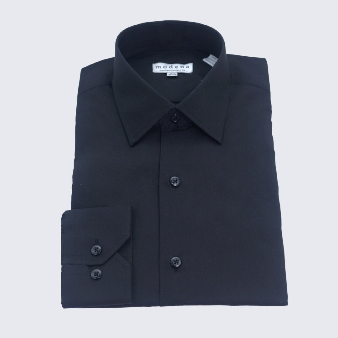 Men's Black Contemporary Fit Dress Shirt
