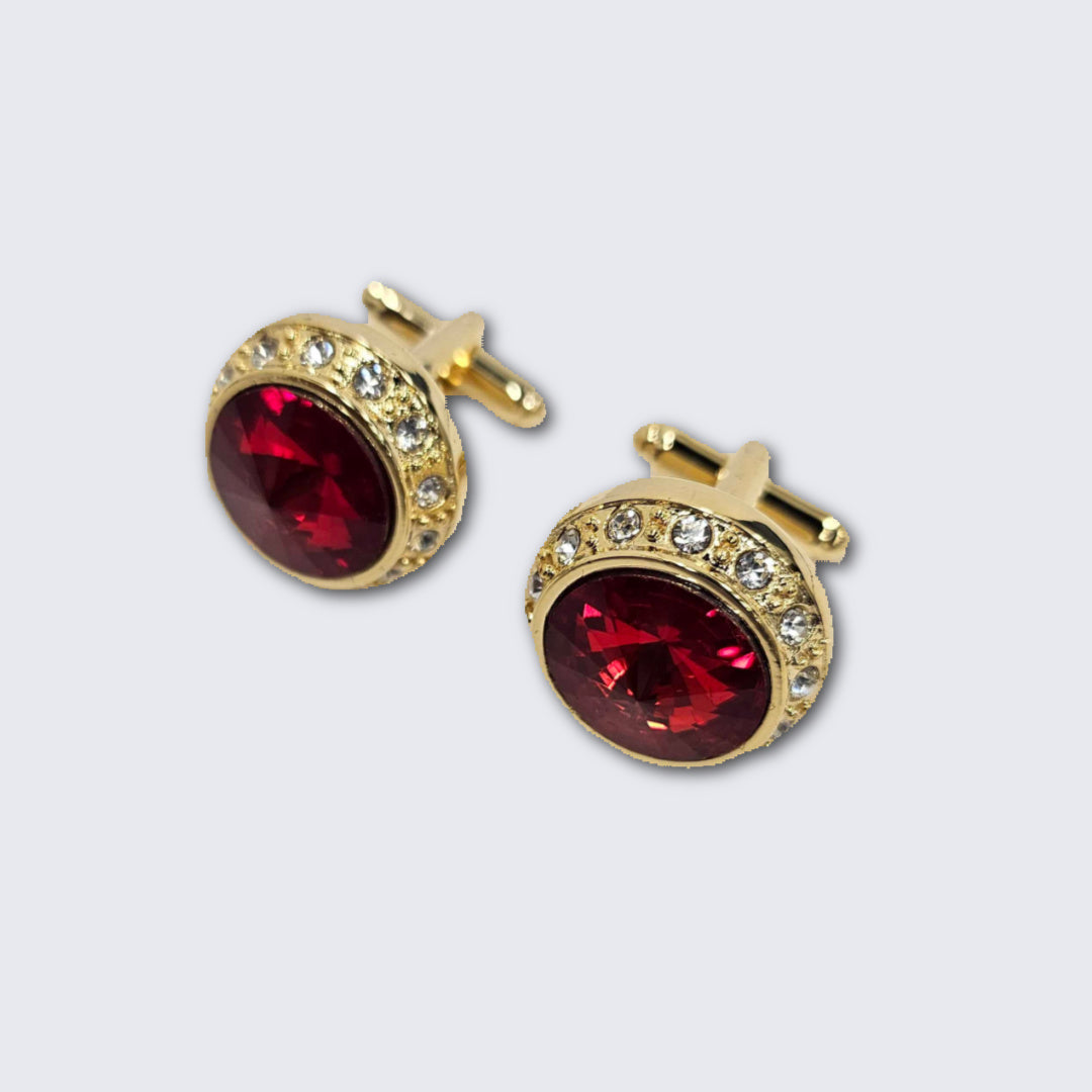 Red Faceted Crystal Gold Formal Set