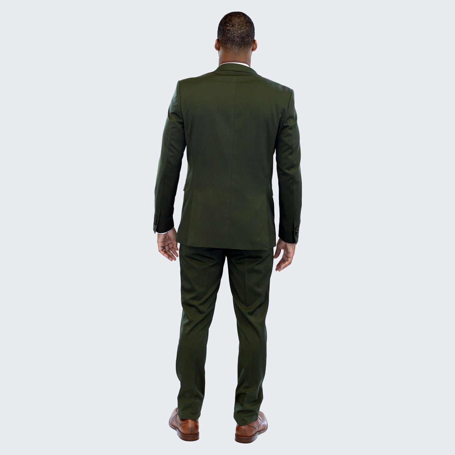 [DISCOUNTED] Olive Green Slim Fit Suit with Peak Lapel - Limited Sizes