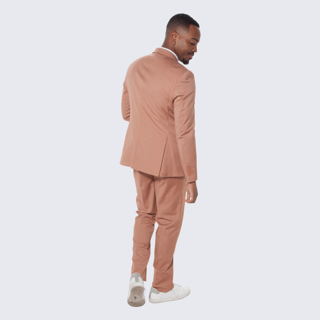 [DISCOUNTED] Peach Slim Fit Suit With Double Breasted Vest - Limited Sizes