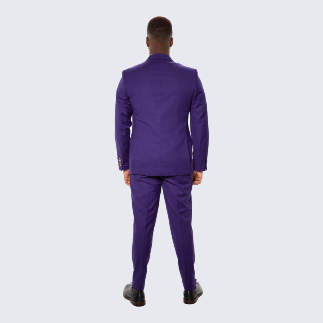 [DISCOUNTED] Purple Skinny Fit Suit Three Piece Set with Double Breasted Vest - Limited Sizes