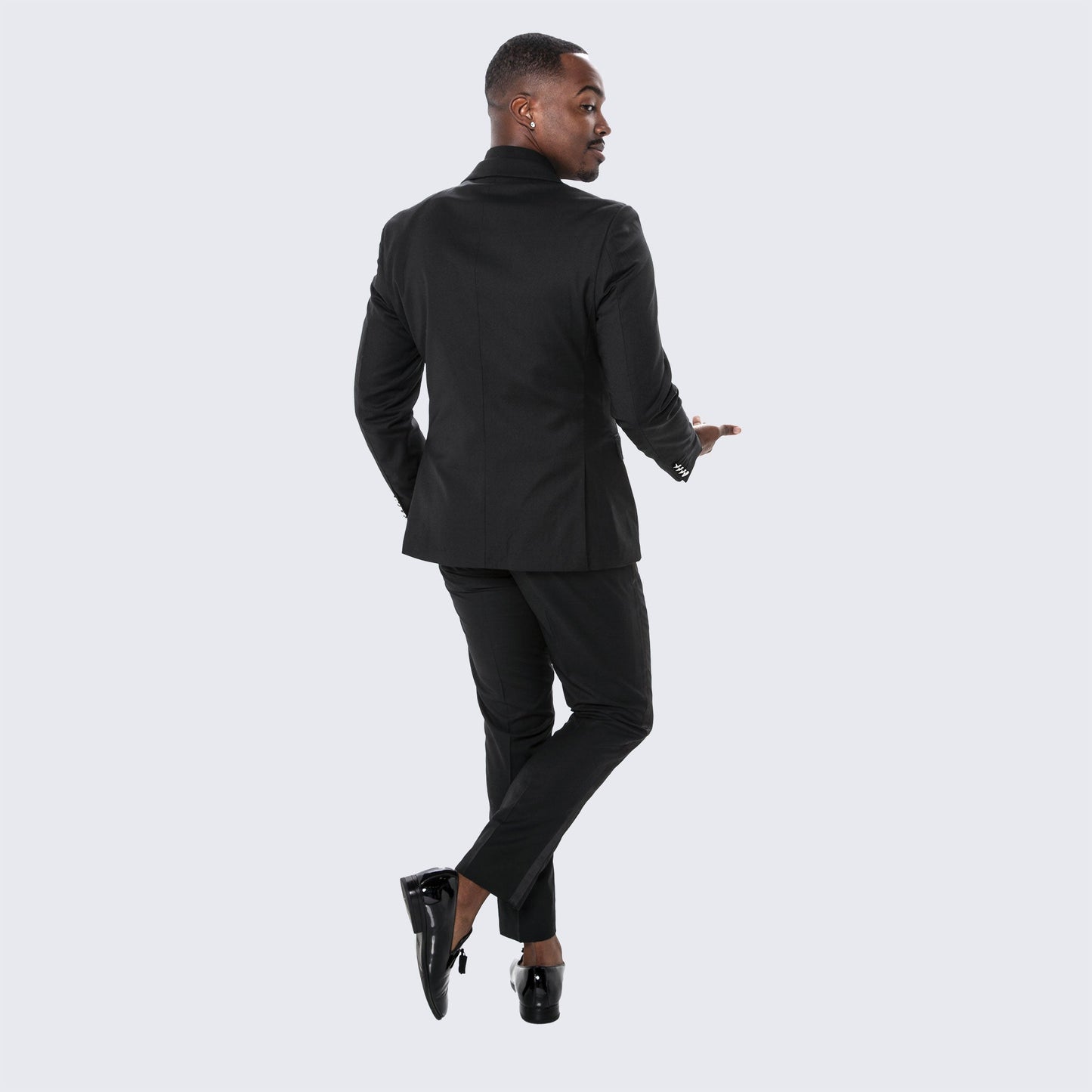 Men's Black Suit with Waist Tie Two Piece Set- Wedding - Prom