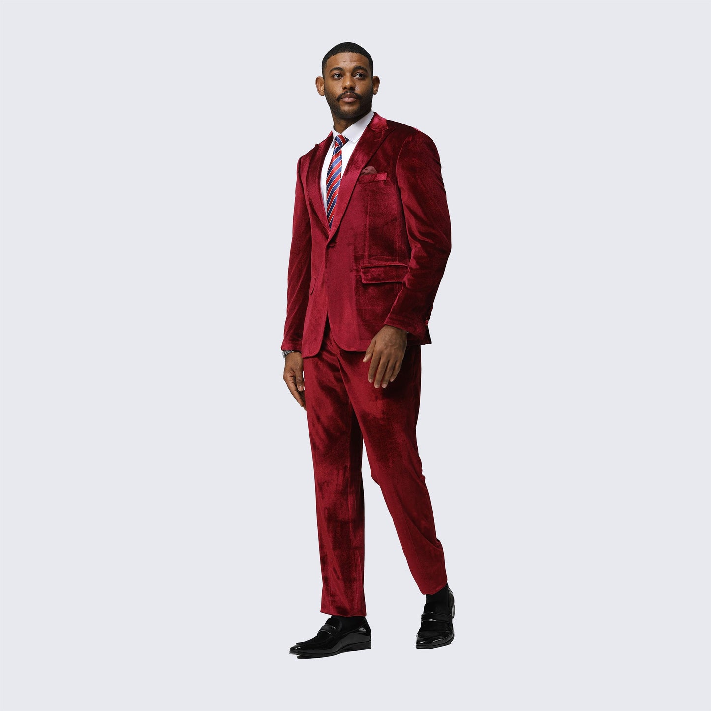 [DISCOUNTED] Burgundy Velvet Tuxedo Two Piece Set  - Limited Sizes