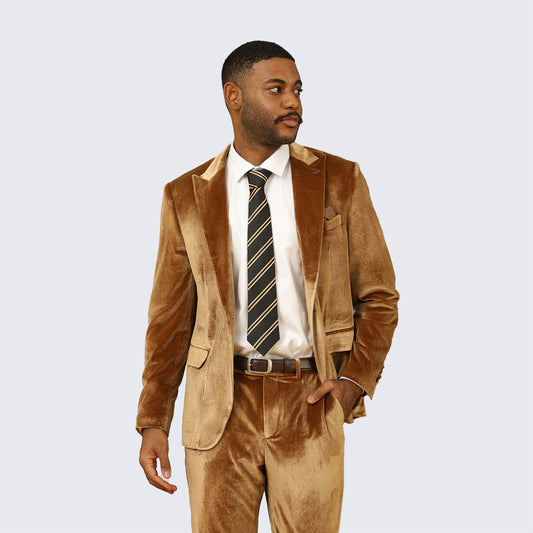 Golden Velvet Tuxedo Two Piece Set  - Wedding - Prom