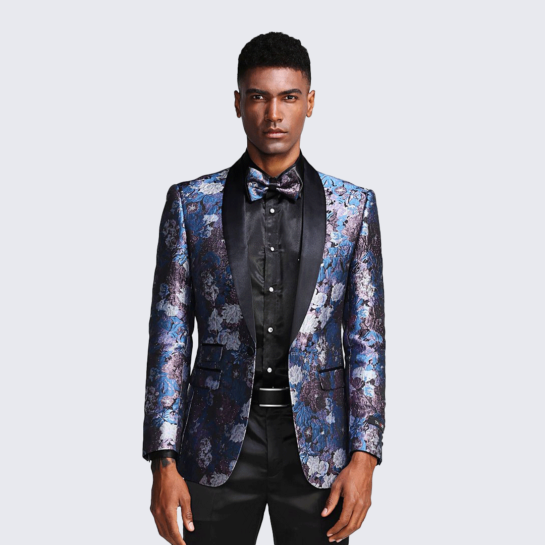 [DISCOUNTED] Rose and Lavender Tuxedo Jacket Floral Pattern Slim Fit - Limited Sizes