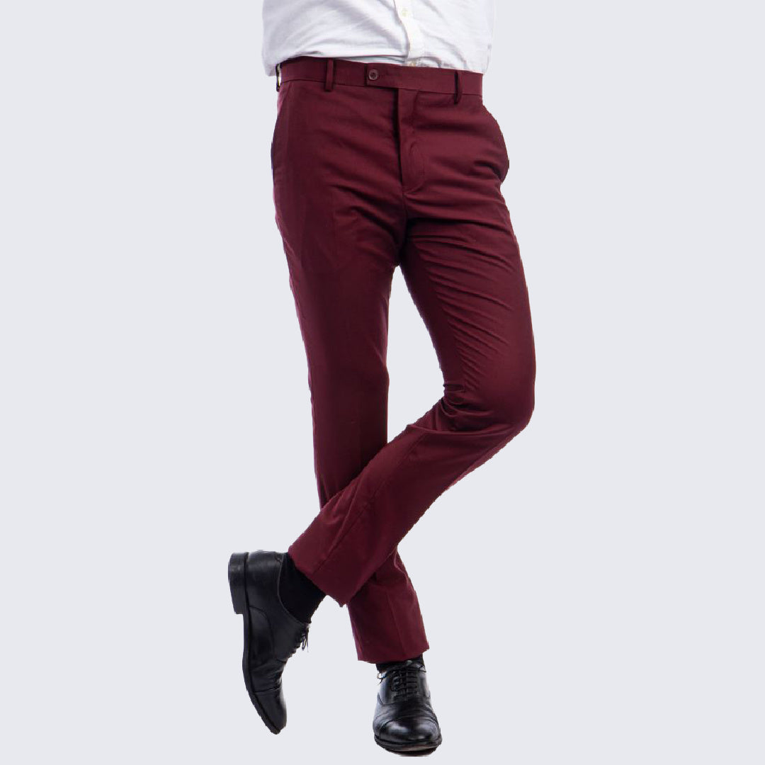 Mens Burgundy Dress Pants Skinny Fit