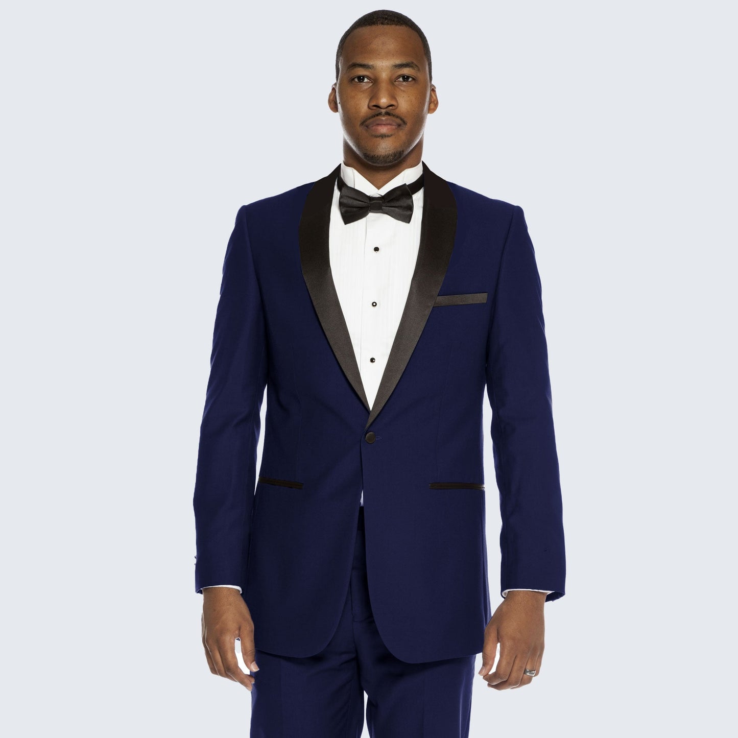 [DISCOUNTED] Navy Midnight Blue Tuxedo With Black Shawl Lapel Slim Fit - Limited Sizes