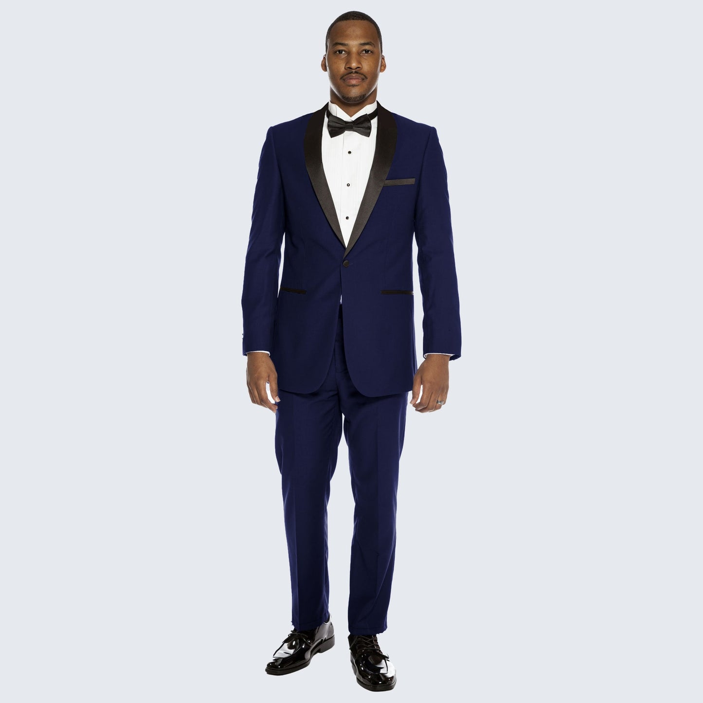 [DISCOUNTED] Navy Midnight Blue Tuxedo With Black Shawl Lapel Slim Fit - Limited Sizes