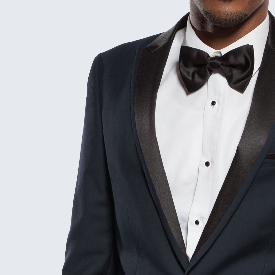 [DISCOUNTED] Navy Blue Tuxedo Slim Fit One Button Peak Framed Lapel - Limited Sizes