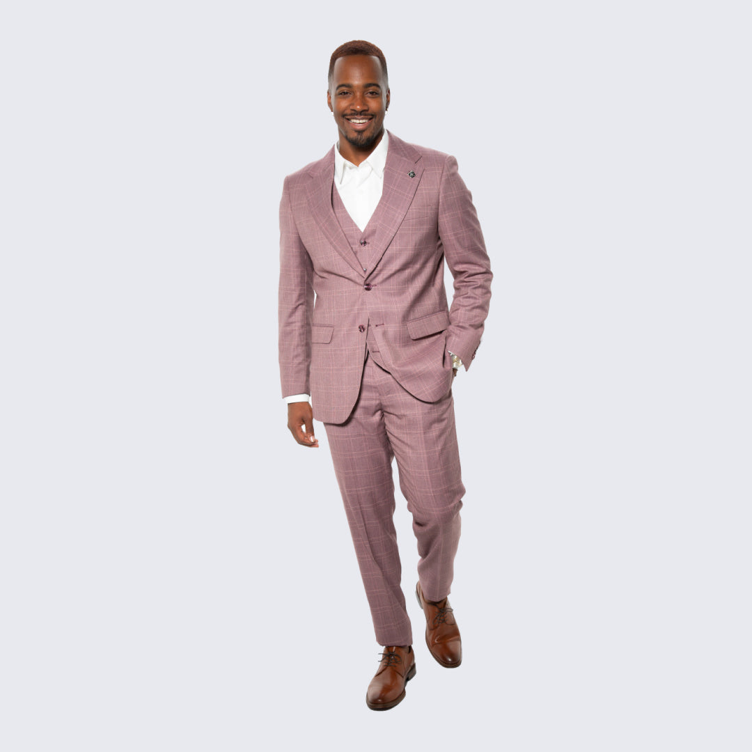 [DISCOUNTED]  Lilac Glen Check Hybrid Fit Suit by Stacy Adams - Limited Sizes