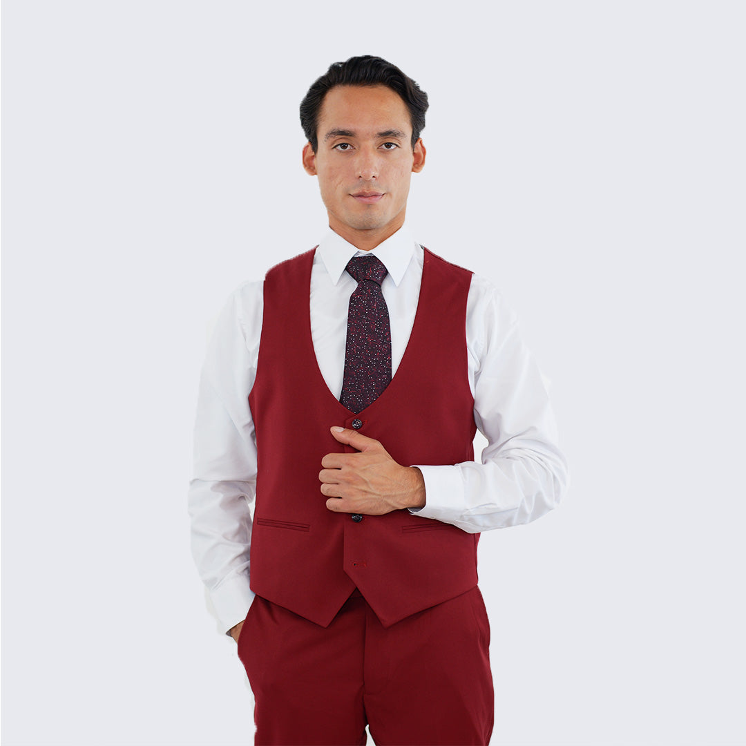 [DISCOUNTED] Red Slim Fit Three Piece Suit with Large Peak Lapel by Stacy Adams - Limited Sizes