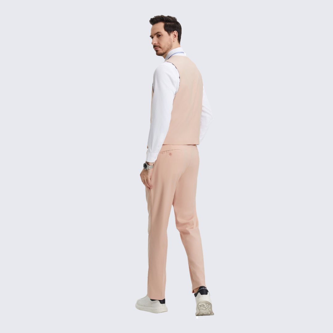 Blush Pink 3-Piece Suit with Large Peak Lapel – Wedding & Prom