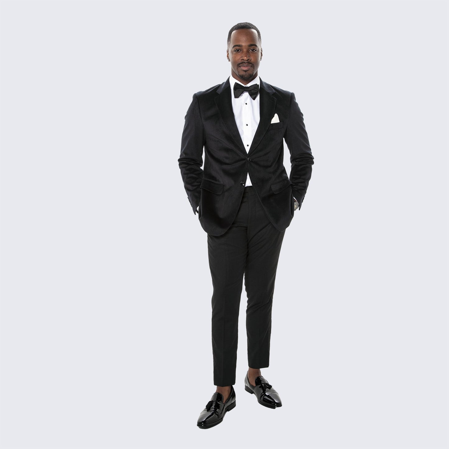 [DISCOUNTED] Black Velvet Blazer with Notch Lapel by Stacy Adams - Limited Sizes