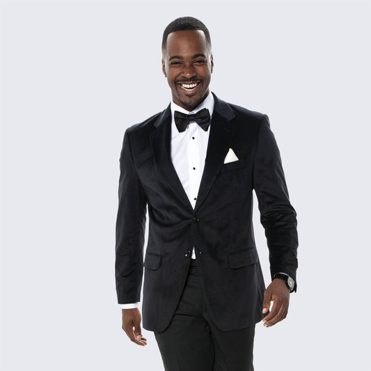 Black Velvet Tuxedo Jacket with Notch Lapel – Wedding & Prom