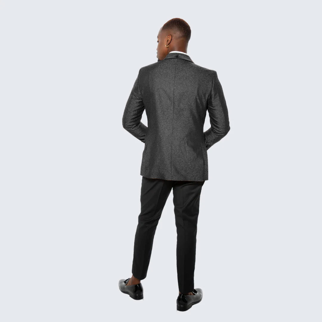 [DISCOUNTED] Black Paisley Tuxedo Jacket With Shawl Lapel By Stacy Adams - Limited Sizes