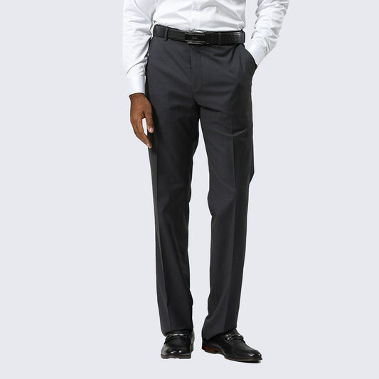 Charcoal Modern Fit Dress Pants – Flat Front, Unhemmed (Expandable Waistband)