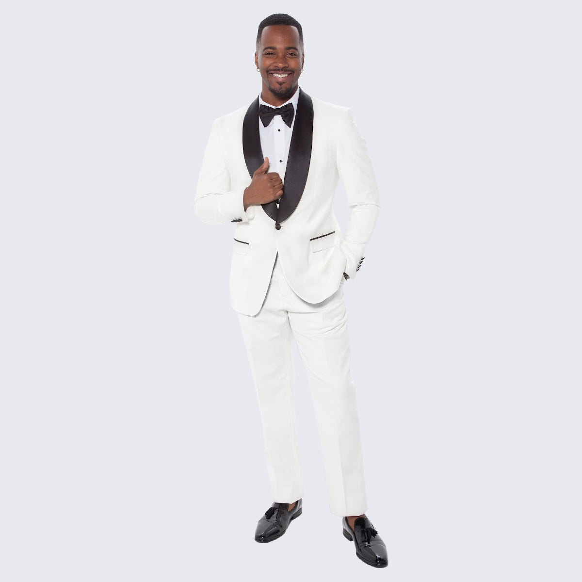 White Slim Fit Tuxedo with Large Shawl Lapel – 3 Piece Wedding & Prom Set