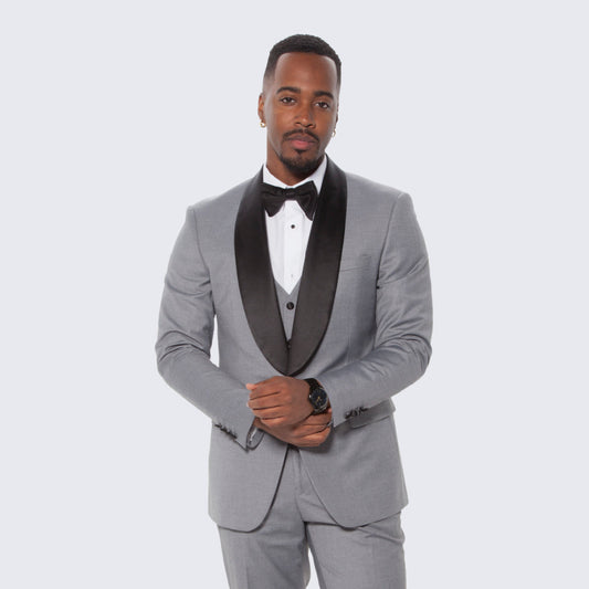 [DISCOUNTED] Grey Tuxedo Slim Fit with Large Shawl Lapel by Stacy Adams - Limited Sizes