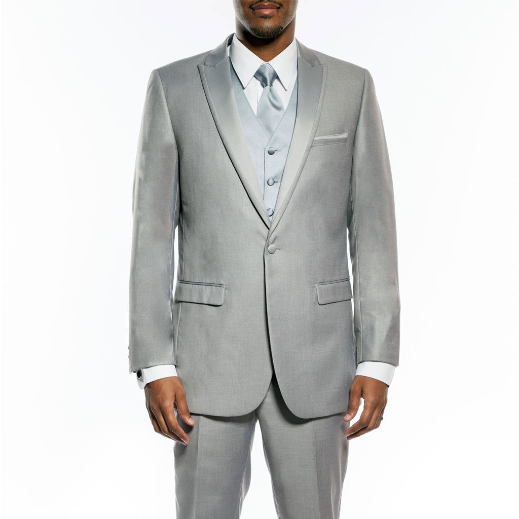 [DISCOUNTED] Light Grey Tuxedo Slim Fit One Button Peak Framed Lapel - Limited Sizes
