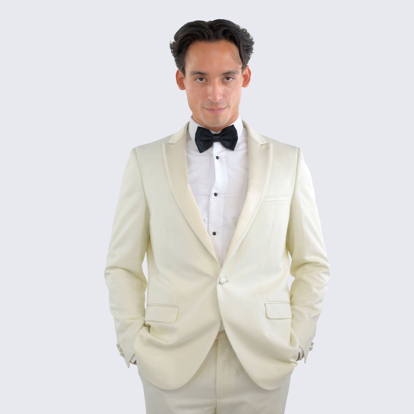 [DISCOUNTED] Ivory Slim Fit Tuxedo One Button Peak Framed Lapel - Limited Sizes